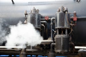 Valves on steam train at Duluth train museum